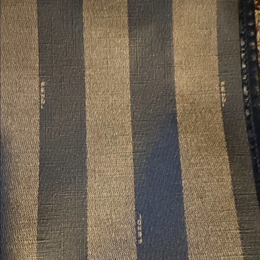 Fendi Striped Black and Tan Tote Bag